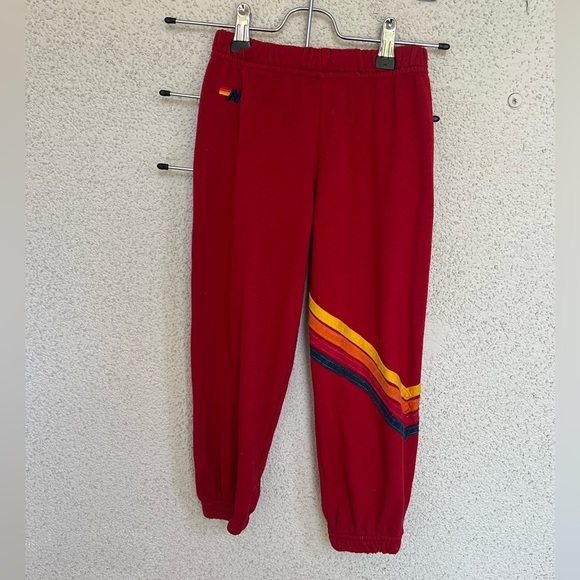 EUC Aviator Nation kids unisex red classic sweatpants w/ side stripes size 4 - Picture 1 of 5